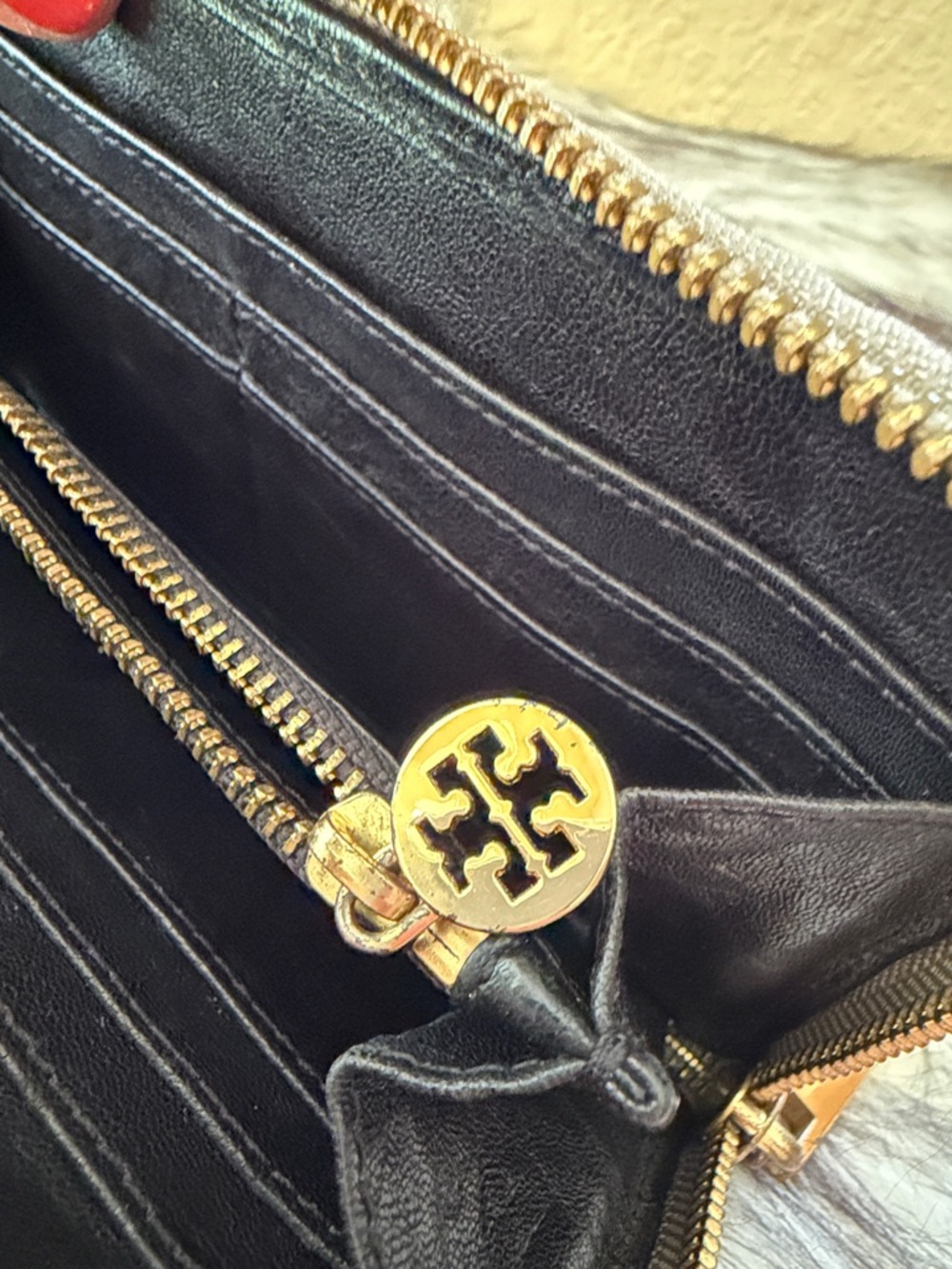 Tory Burch Python-Embossed Continental Zip Wallet in Taupe and Gold - Picture 9 of 10
